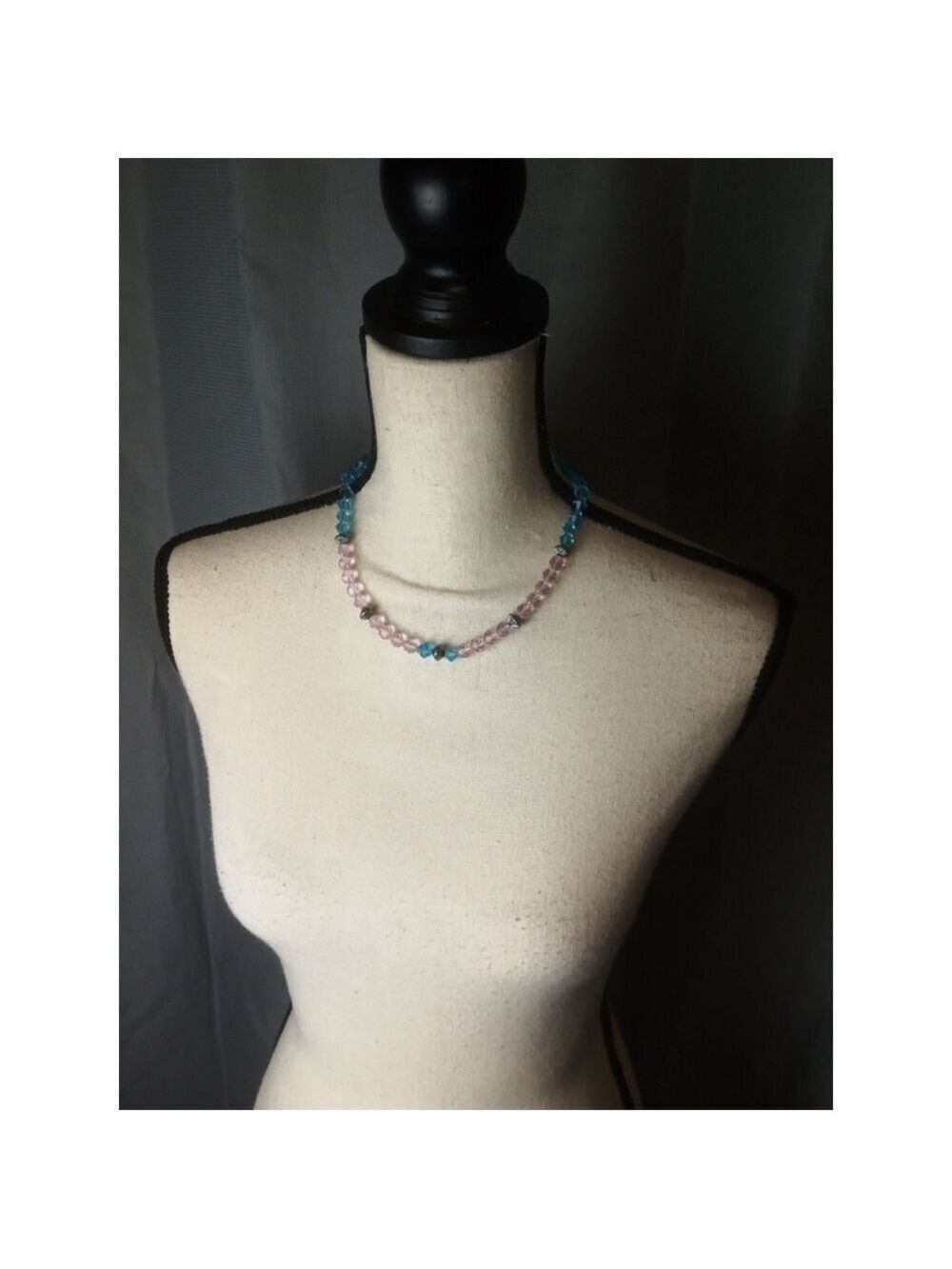 Necklace Pink and Blue Beads